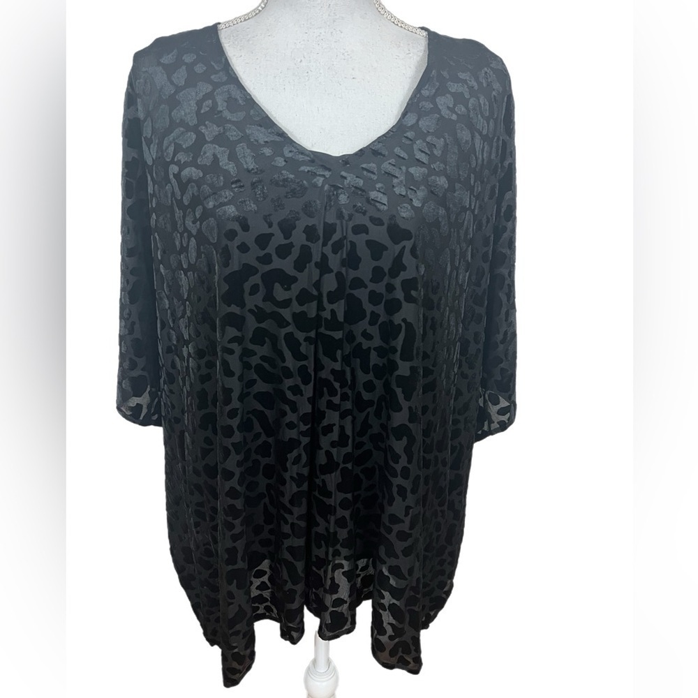 Buddy Love Women’s Top Size S/M Black Tank With Sheer Velour Velvet Overlay